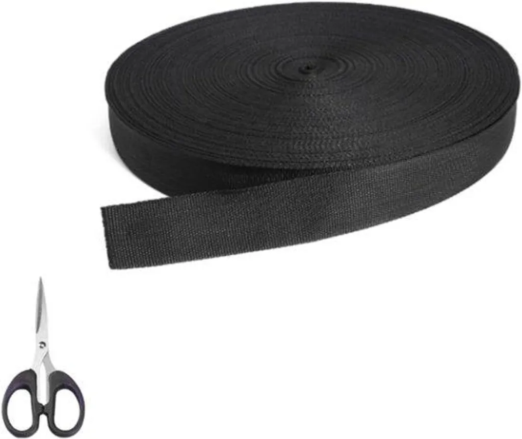 Sangle de renfort robuste noire 50m, ruban polypropylène anti-effilochage