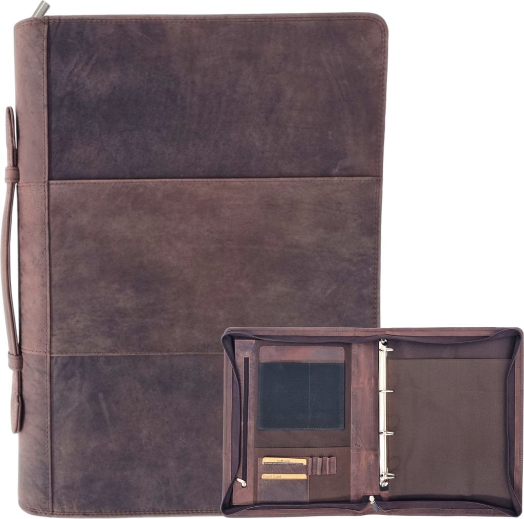 Safekeepers Leder Dokumentenmappe mit Handgriff - Ideal für A4-Dokumente, Tablets & Laptops