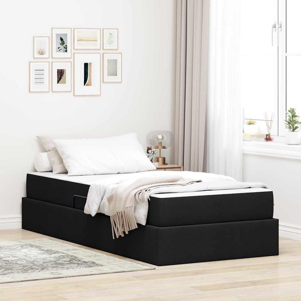 Maison Exclusive - Aufbewahrungsbett mit Matratze Schwarz 90 x 200 cm Polyester