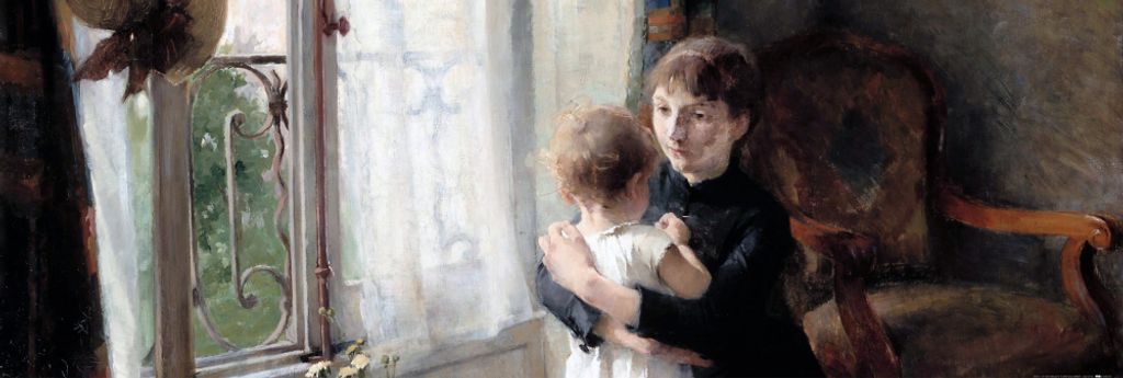 Helene Schjerfbeck Kunstdruck Bild - Mutter Und Kind, 1886 (53 x 158 cm)