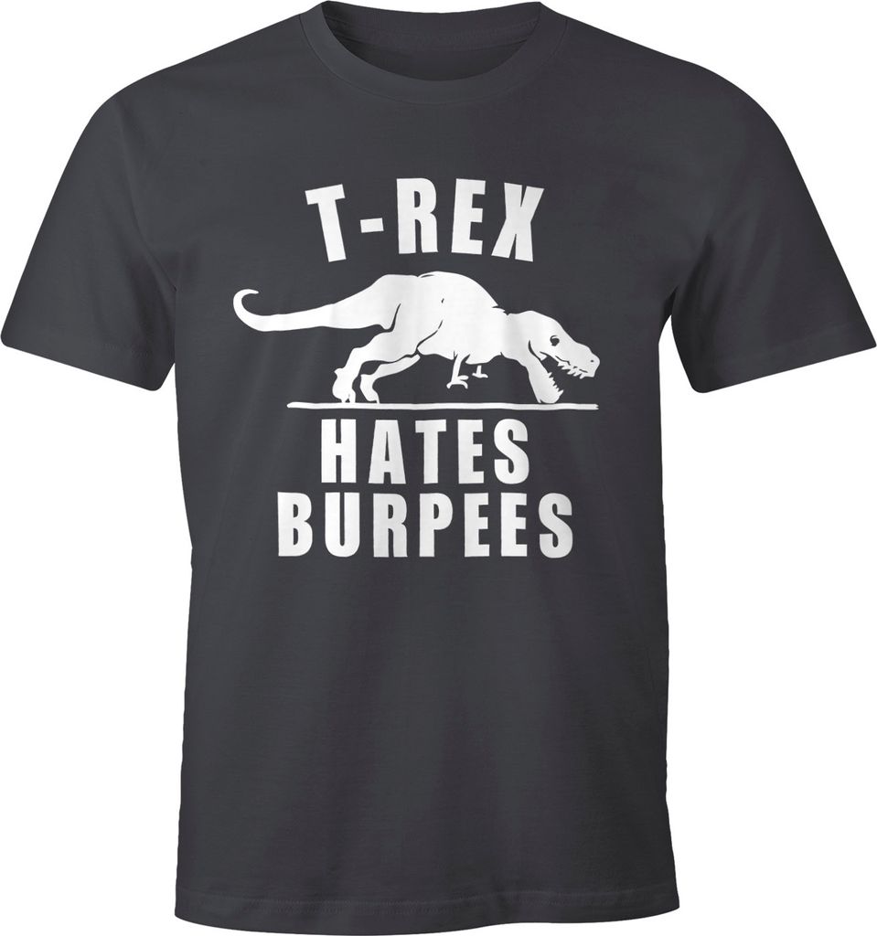 T-Rex Hates Burpees Herren T-Shirt Fun-Shirt Moonworks dunkelgrau XL