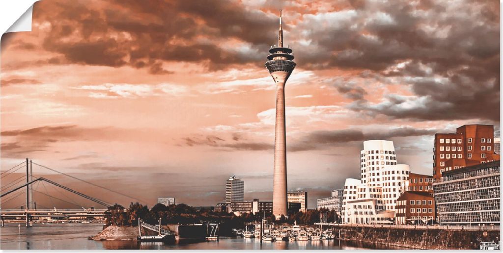 ARTland Poster Düsseldorf Skyline III Größe: 60x30 cm