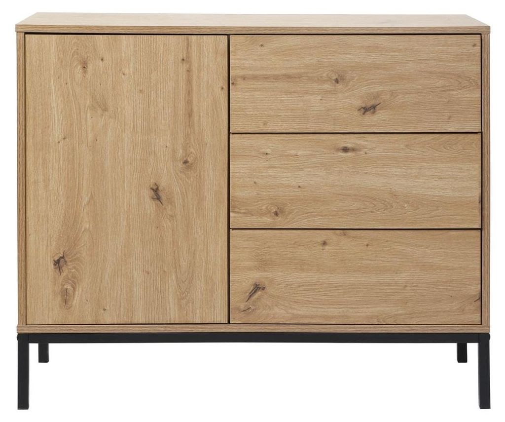 CALICOSY - Commode 1 Porte 3 TiroirsReproduction Chêne L90 Image du produit 