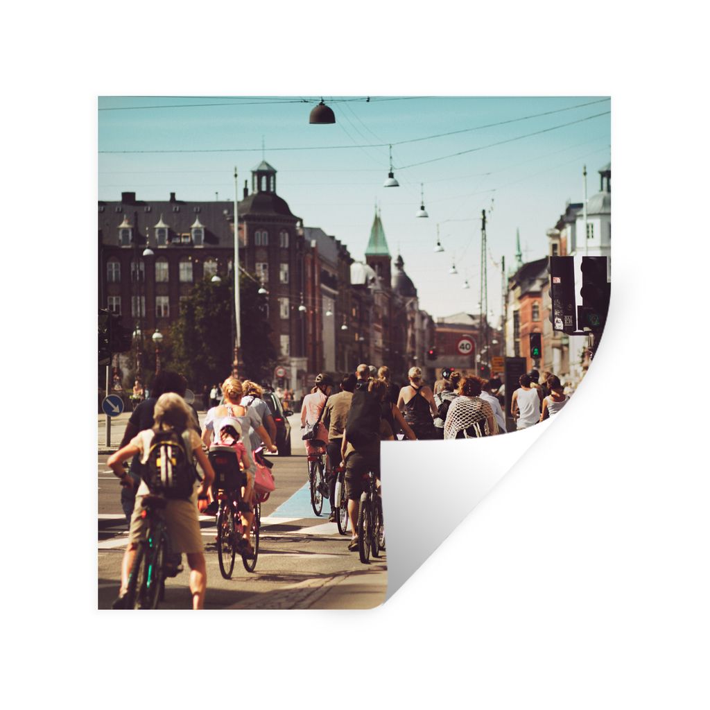 MuchoWow Wandtattoo Wandsticker Wandaufkleber Kopenhagen - Straße - Fahrrad 80x80 cm Selbstklebend und Repositionierbar - Wierderverwendbar - Se...