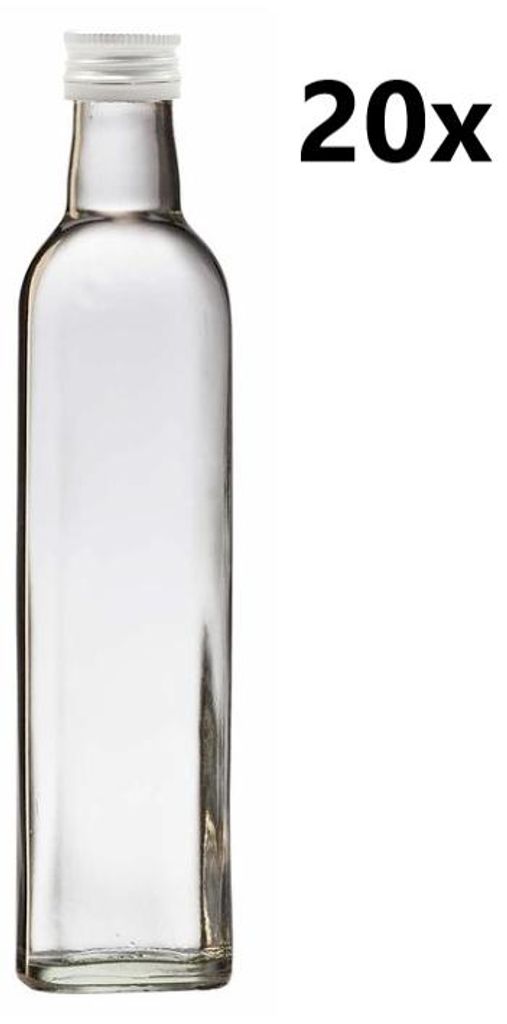 Lahev MARASCA 500 ml čirá 20 ks VČETNĚ STŘÍBRNÝCH VÍČEK, Obrázek produktu 