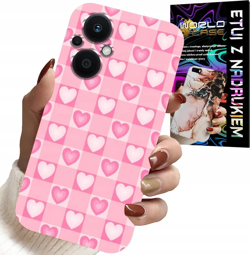 Custodia Design Griglia Cuori Rosa Oppo Reno7 Lite 5G + Vetro 9H