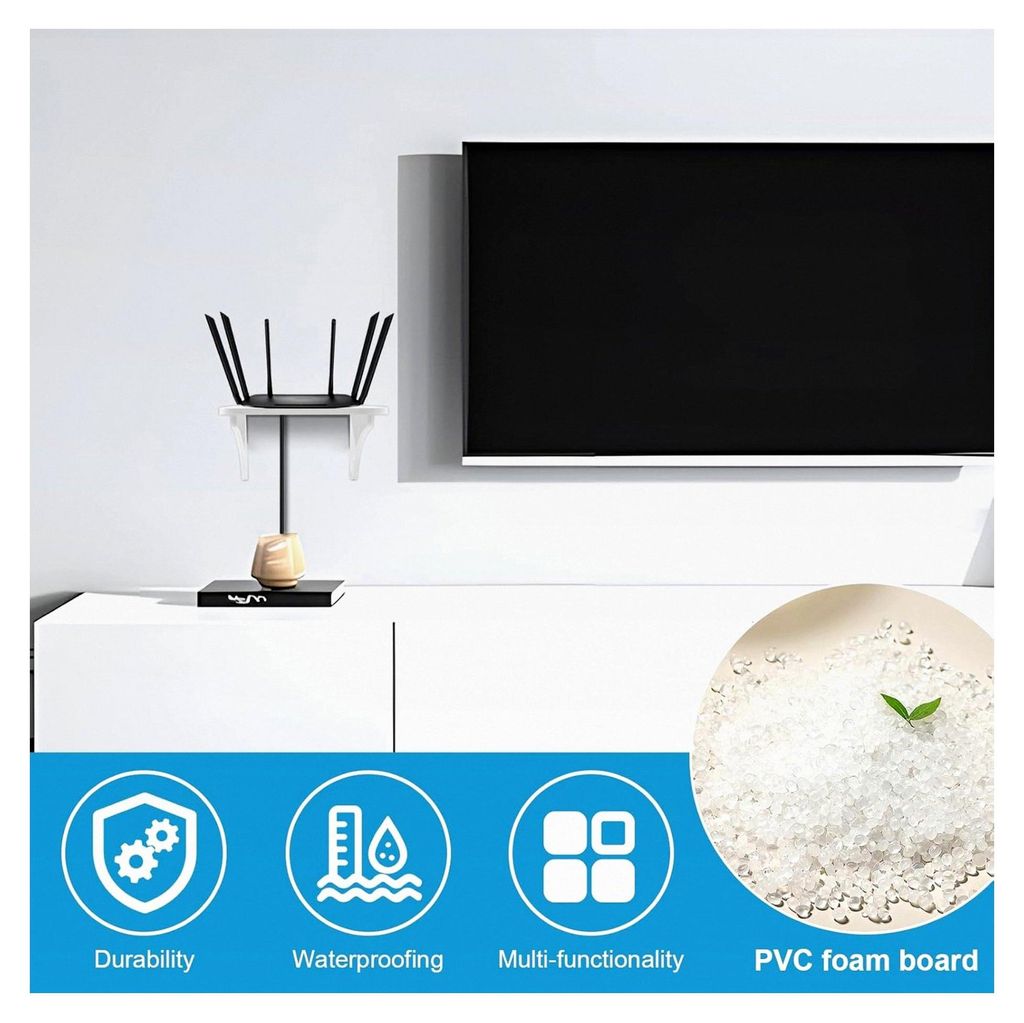 Router Regal, Halterung für Router an der Wand, Positionierung von Router, Set-Top-Box und Projektor, geeignet für Büros, Wohnzimmer und Schlafz...