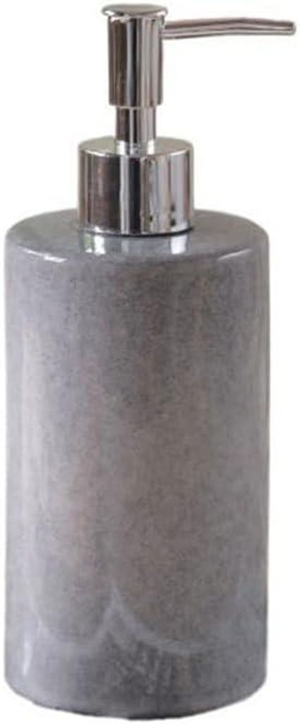 Grauer Keramikspender (450 ml) für Shampoo, Duschgel oder Gesichtsreiniger, ideal als Dekoration für Hotelbäder.