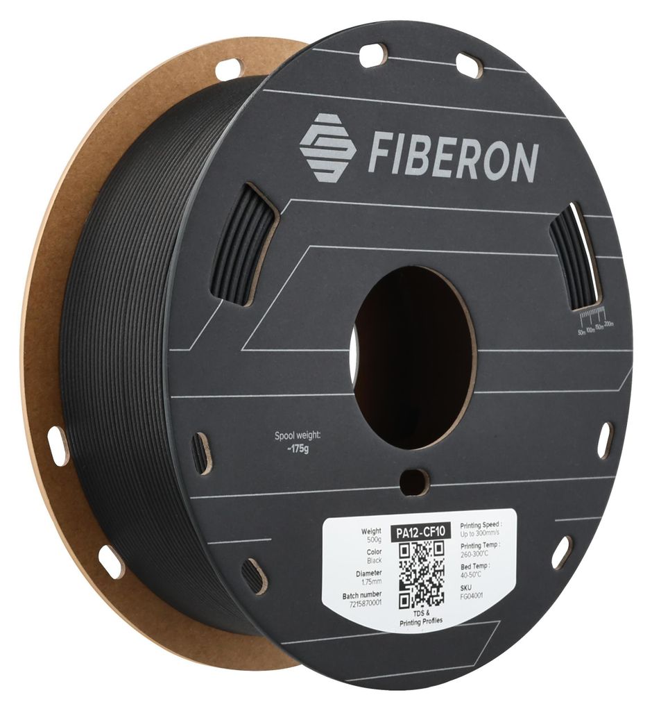 PA12-CF10, filament, 1,75 mm, czarny, 0,5 kg Zdjęcie produktu 