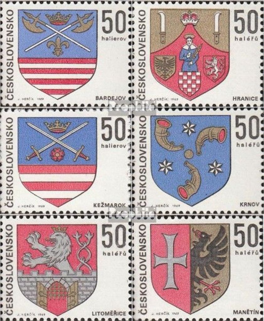Briefmarken Tschechoslowakei 1969 Mi 1904-1909 (kompl.Ausg.) postfrisch Wappen