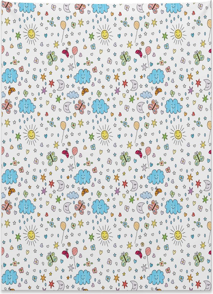 Abakuhaus Tier Wandteppich, Frohe Tag Natur Skizze aus Weiches Mikrofaser Stoff Kein Verblassen Klare Farben Waschbar, 110 x 150 cm, Mehrfarbig