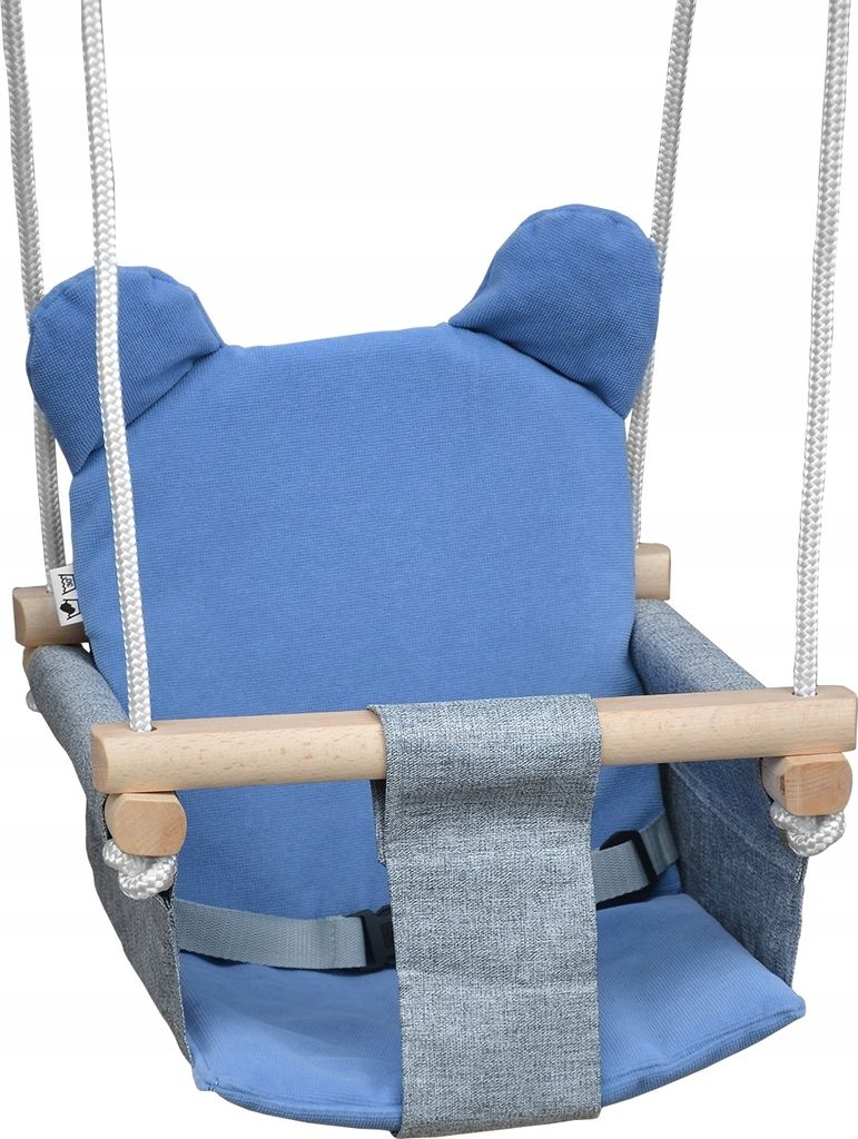 Skyline Schaukeln für Kinder Kinderschaukel mit Kissen Kleinkindschaukel Babywippe Verandaschaukel Babyschaukel Holzschaukel Kissen, Grau & Blau