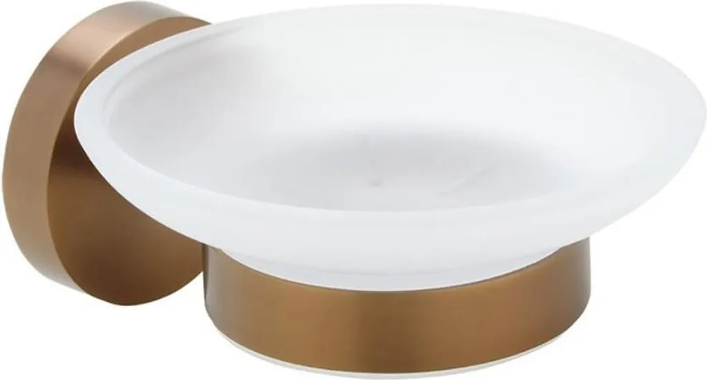 Porte-savon en cuivre mat et verre dépoli X-ROUND pour salle de bain sobre