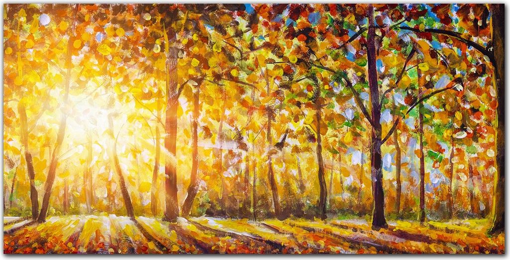 Coloray Bild aus Acryl 120 cm x 60 cm - Dekoration Wohnzimmer Wanddekoration Gehärtetes Acryl Küche Acrylblock mit Bild - Herbst Natur