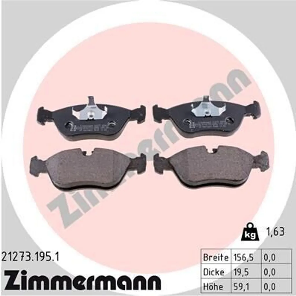 Plaquettes de Frein Zimmermann 21273.195.1 Haute Résistance Volvo