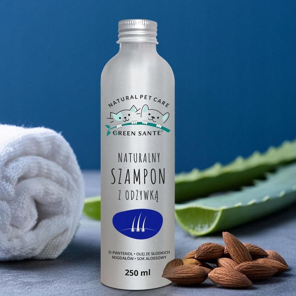 GREEN SANTE Naturshampoo mit Spülung 2 in 1 für Hunde und Katzen 250 ml