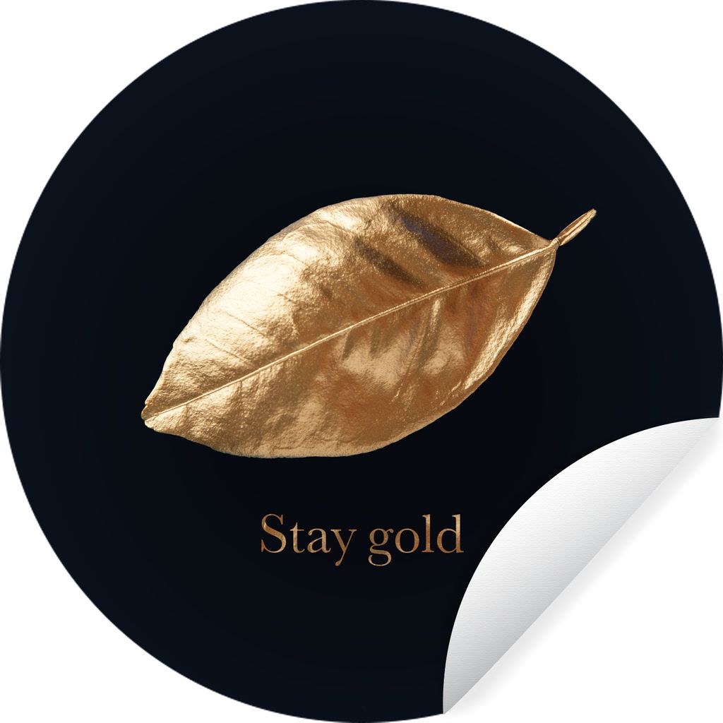 MuchoWow Runde Wandtattoo - Wandsticker Tapete Aufkleber Blatt - Gold - Zitate Ø 30 cm Selbstklebend und Repositionierbar - Wandaufkleber - Krei...