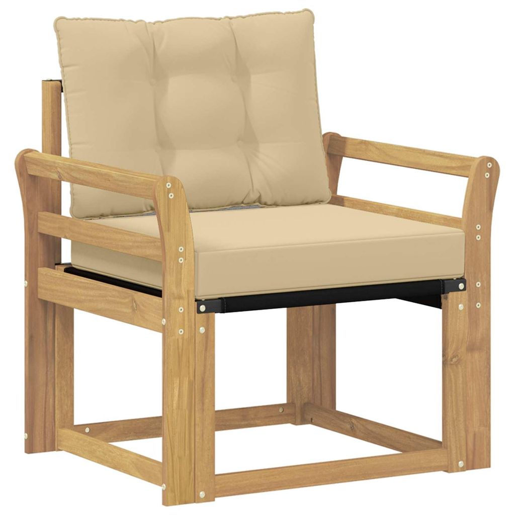 “2026 Modern“ Braun Outdoor-Sofa Massives Akazienholz und Textilene Weiß - Designermöbel 98588 - Gartensofas