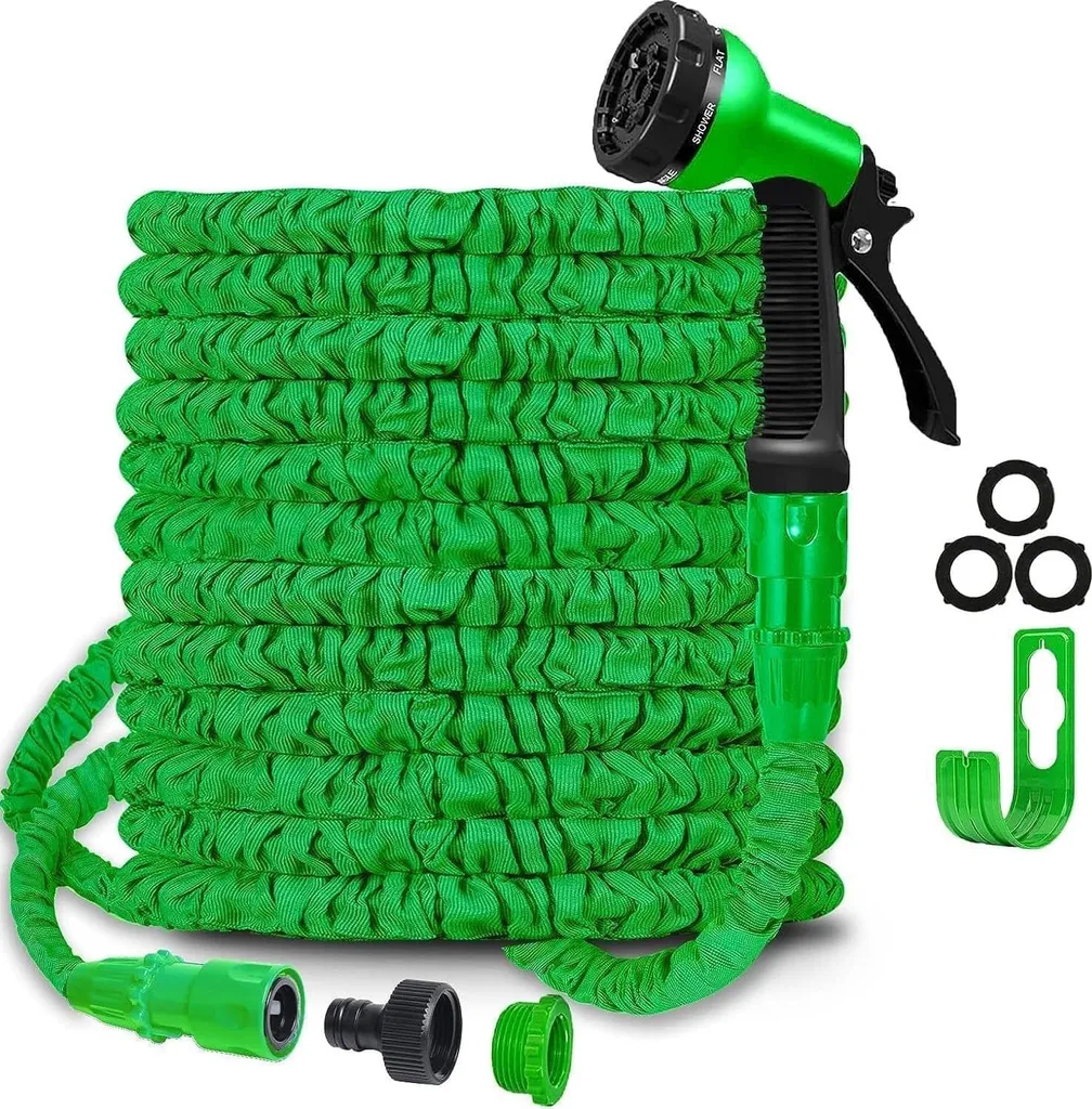 Tuyau d'arrosage rétractable 50FT flexible avec buse multi-jets 15 m