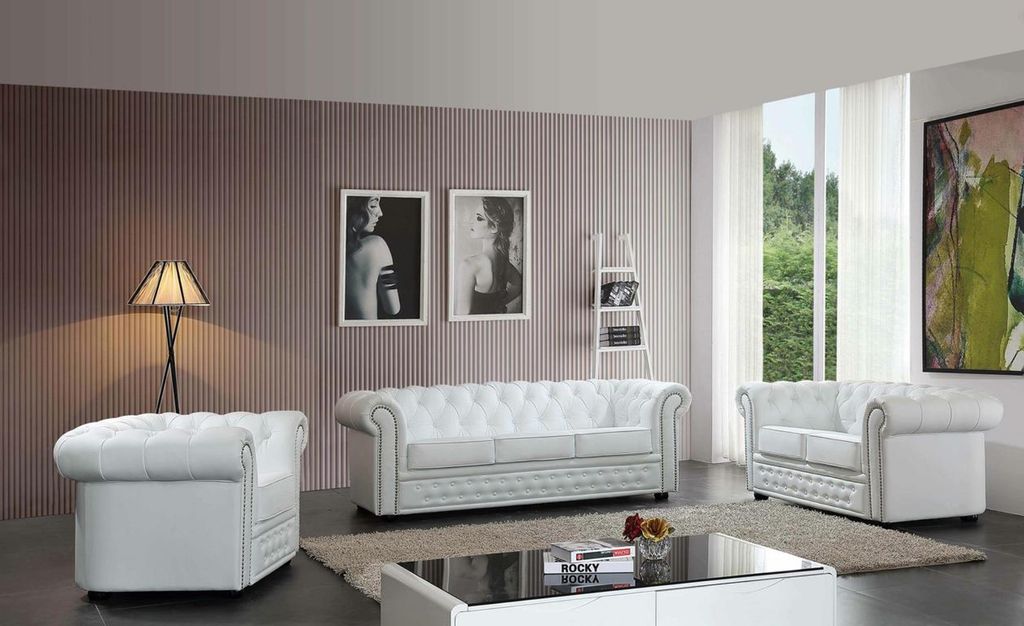 Chesterfield Sofa Couch Polster Sitz Komplett Set Garnitur Leder Sofas Neu 3+2+1