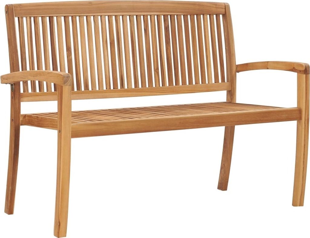 (Robust Möbel)Stapelbare Gartenbank/Parkbank - Sitzbank elegantes Design - mit Auflage 128,5cm Massivholz Teak - Gartenbänke DEMöbel734213