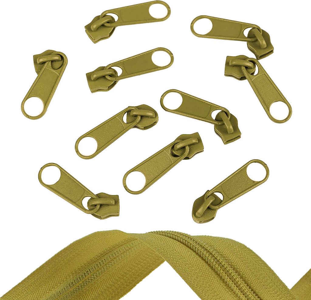 10 Reißverschluss Zipper für Endlosreißverschluss, 5mm, Farbauswahl, Farbe:lorbeergrün
