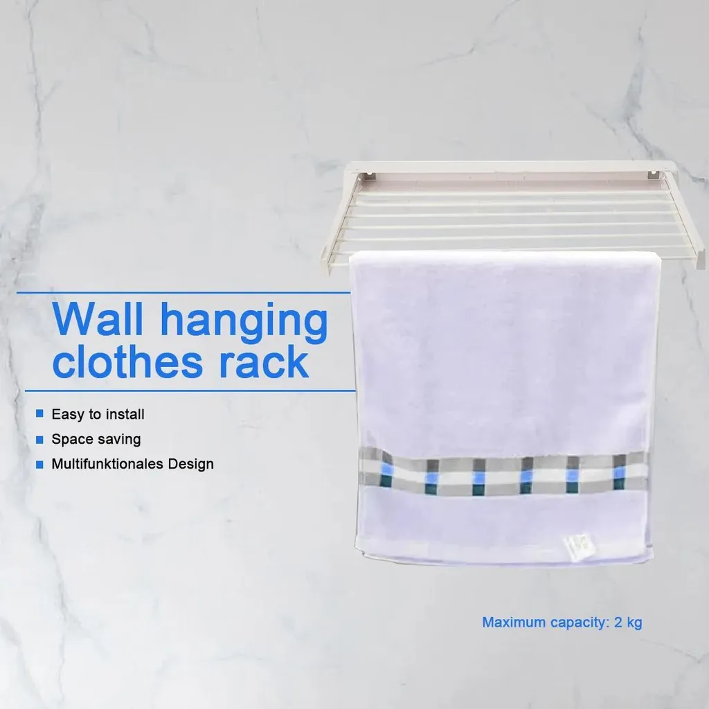 Séchoir à linge mural extensible pliable en plastique PP blanc robuste - 8