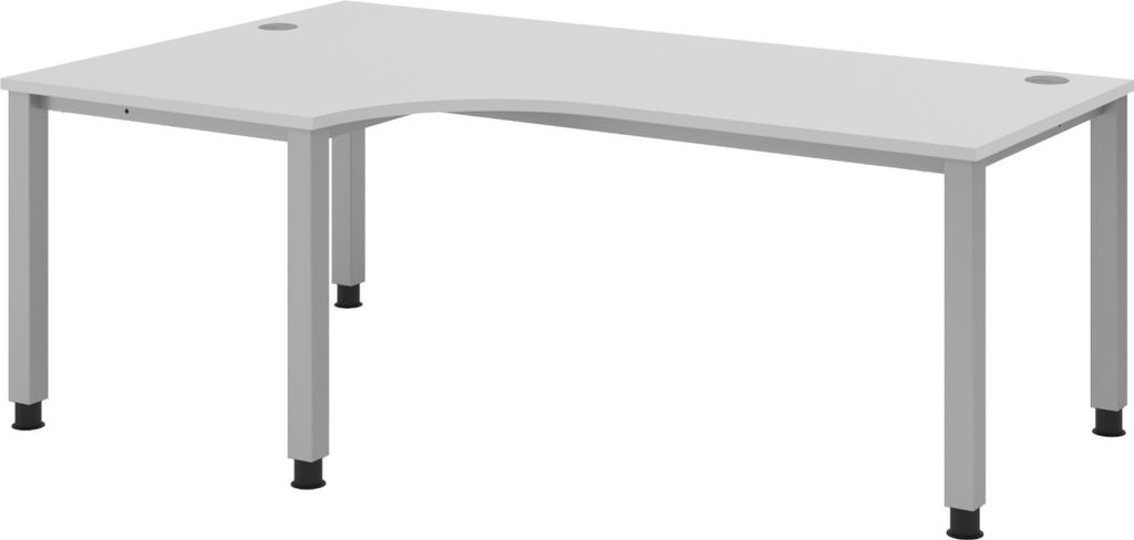 bümö Schreibtisch Serie-Q Gestell: Silber - Nachbildung: Grau, Größe: Eckschreibtisch 200 x 120 cm