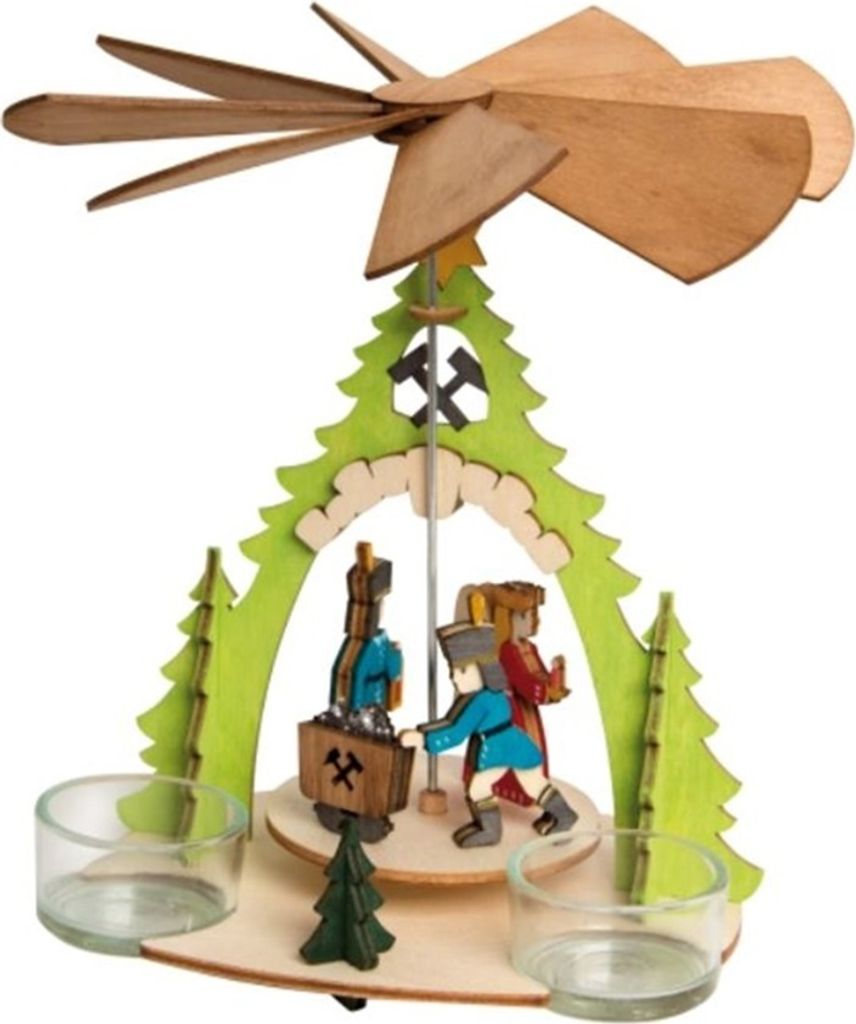 Drechslerei Kuhnert Bastelset Pyramide Erzgebirge - schicke Dekoration zum selber Basteln - für Groß und Klein - aus Holz - 10213