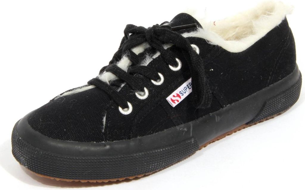 H2972 sneaker donna SUPERGA COBU ECO FUR INSIDE woman black canvas shoes