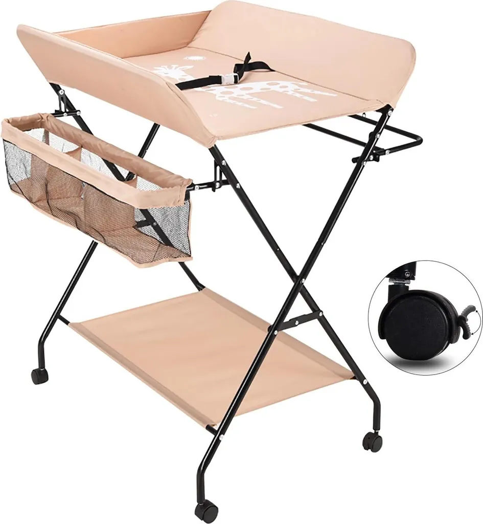Station de change nomade bébé pliable avec roulettes pour petits espaces