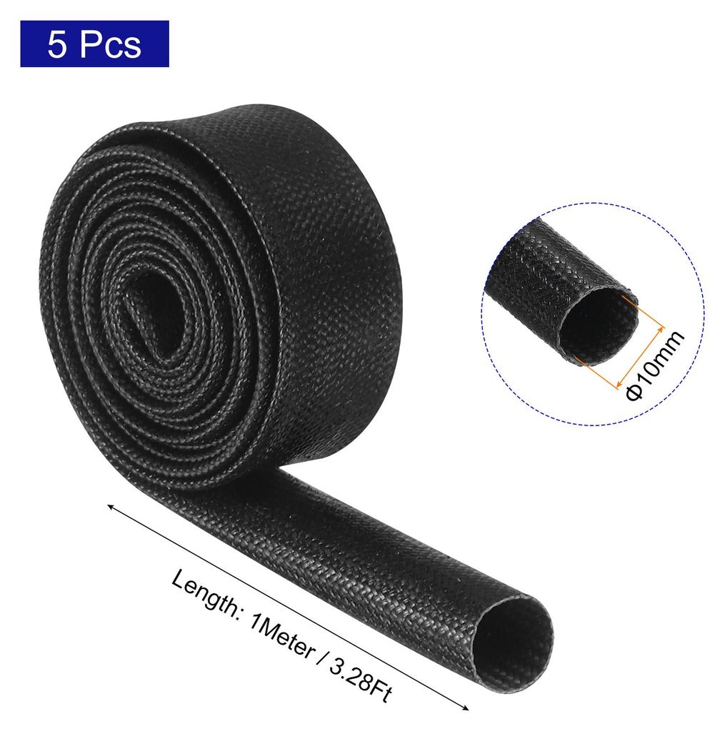 5 Stš¹ck 1m Lange Kabelschutzschlauch 10mm ID, Flexible Kabelschlauch Schwarz Hitzeschutzschlauch, Kabelschutz Gewebeschlauch Isolierung Silikon ...