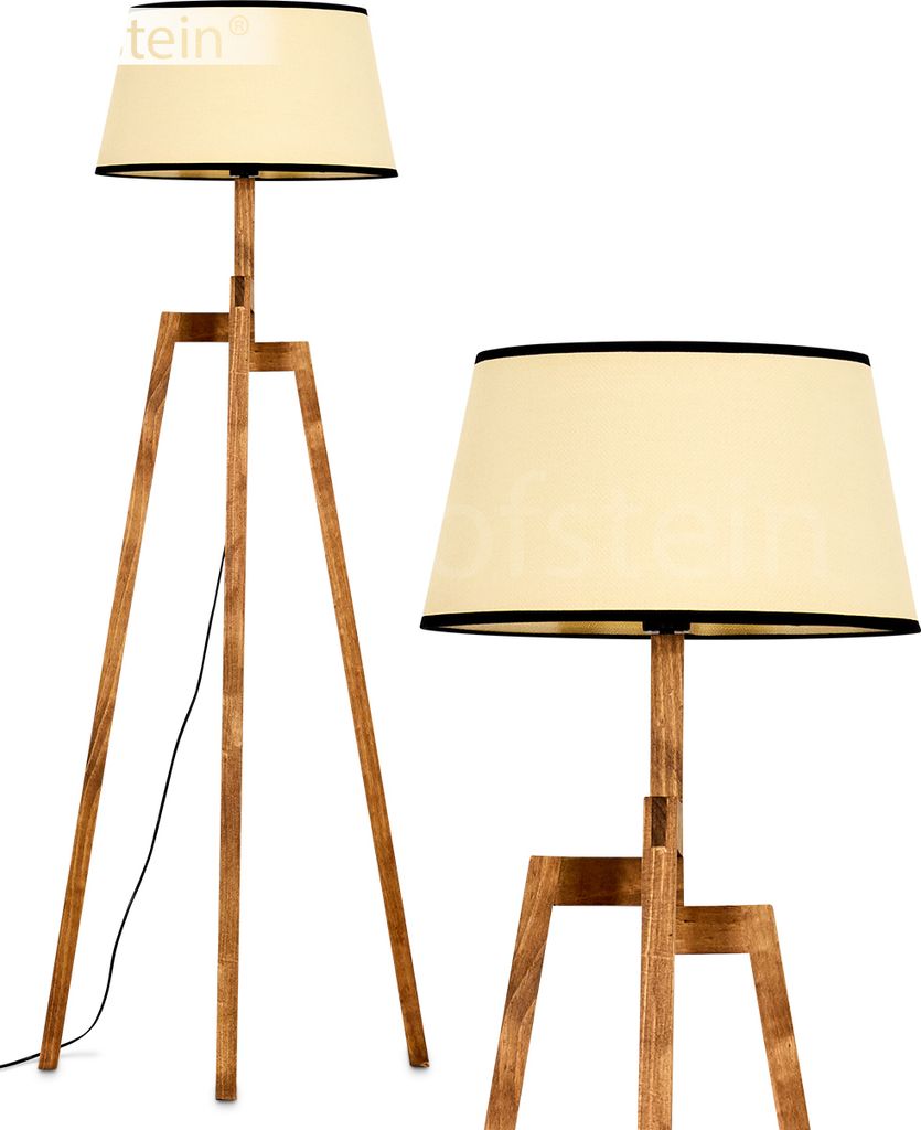 Tamarispa Stehlampe aus Holz/Papiergeflecht in Naturfarben/Beige/Schwarz