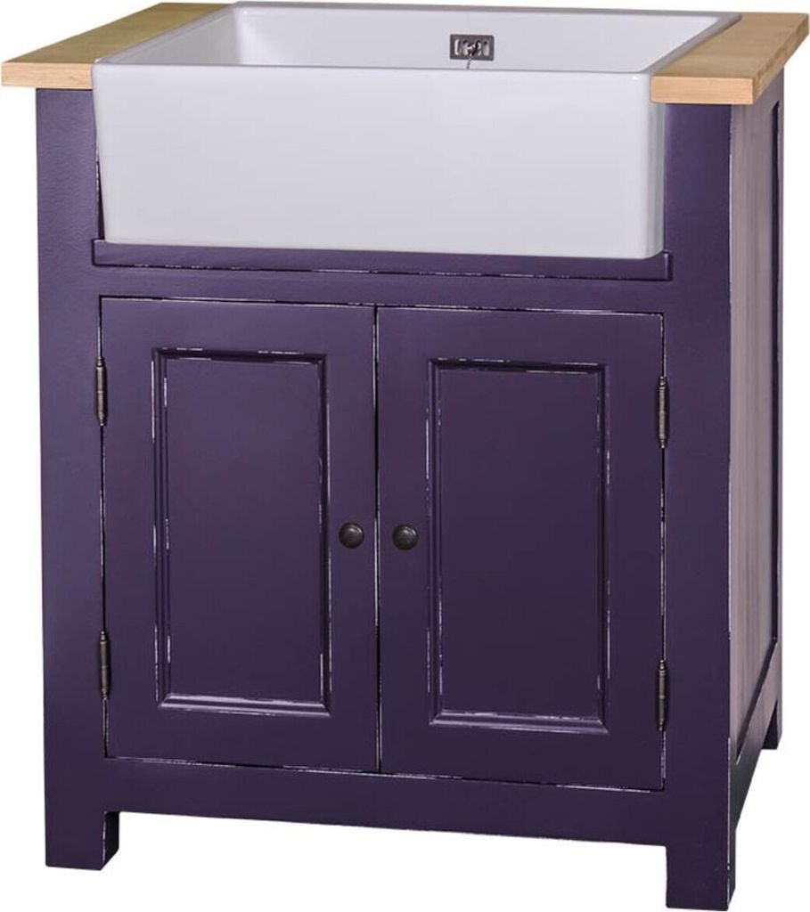 Casa Padrino Landhausstil Spültisch / Spülenschrank Antik Lila / Naturfarben 81 x 65 x H. 90 cm - Shabby Chic Küchenschrank mit 2 Türen