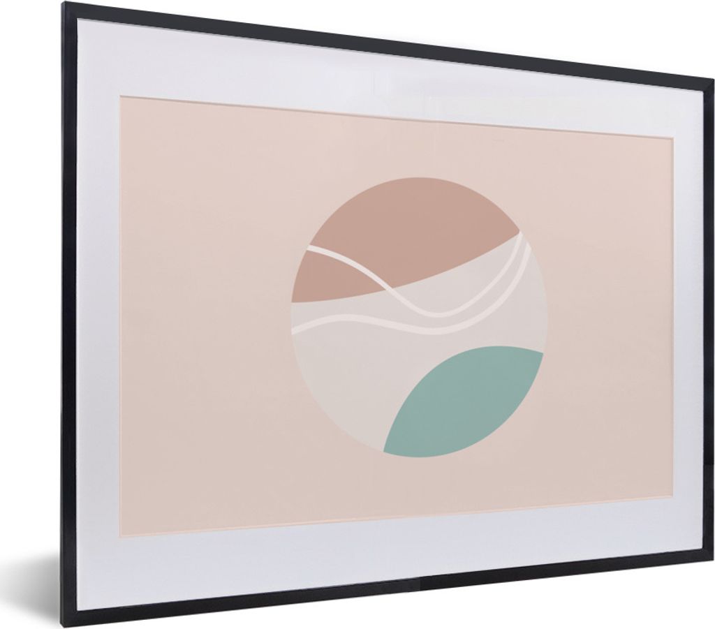 MuchoWow Gerahmtes Poster Sommer - Tennisball - Rosa - Blau 40x30 cm - Poster mit Schwarzem Bilderrahmen Wandposter Rahmen Foto Bilder - Bilderra...