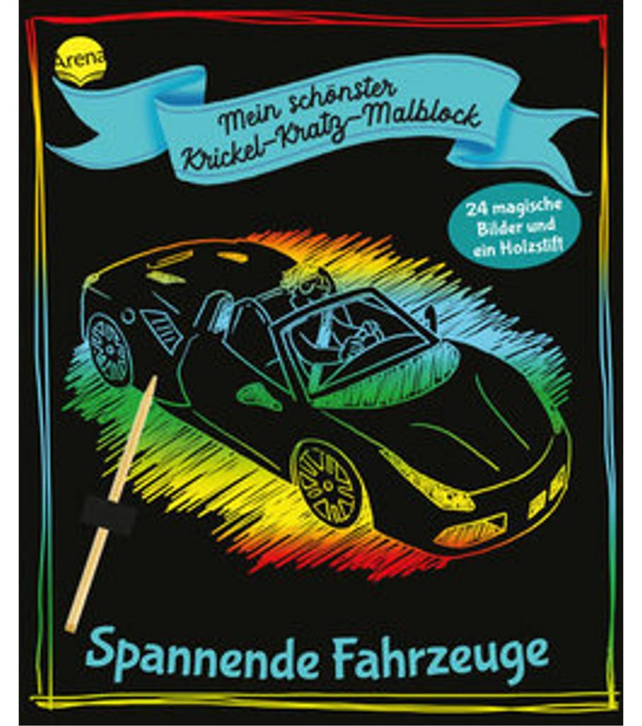 Mein schönster Krickel-Kratz-Malblock. Spannende Fahrzeuge Produktbild 
