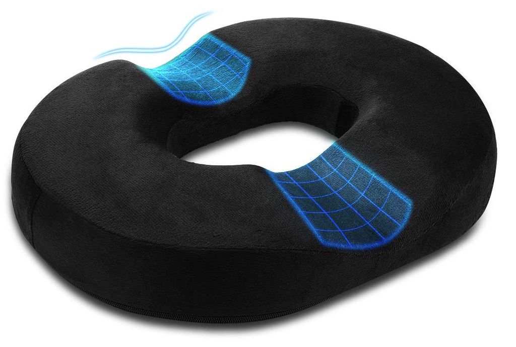 Donut-Sitzkissen – Ergonomisches Ringkissen für Bürostühle und den Heimgebrauch, entlastet bei längerem Sitzen, 45 cm, schwarz