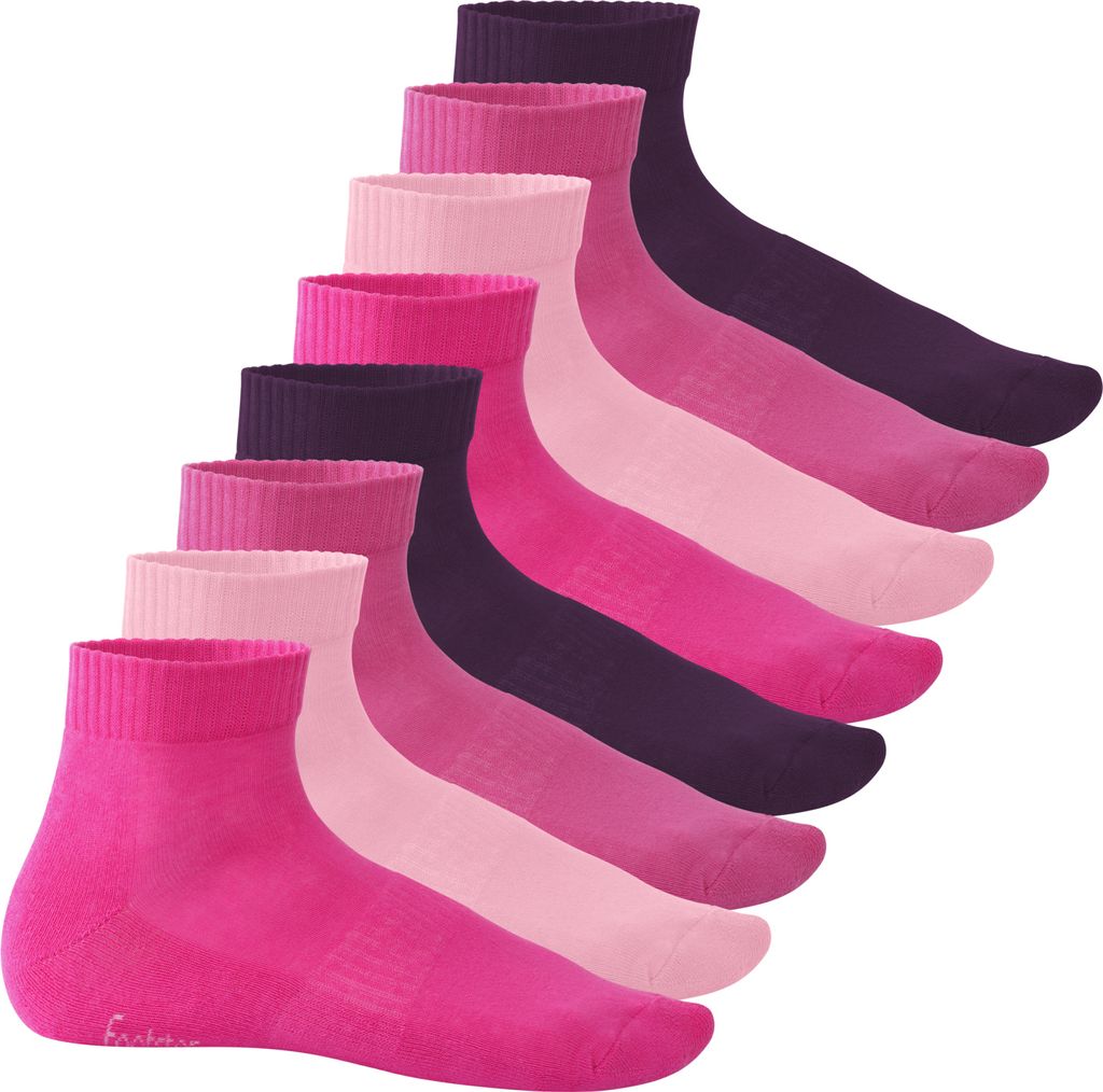 Footstar EVERYDAY! Kurze Socken für Damen und Herren mit Frotteesohle (8 Paar) – Berry
