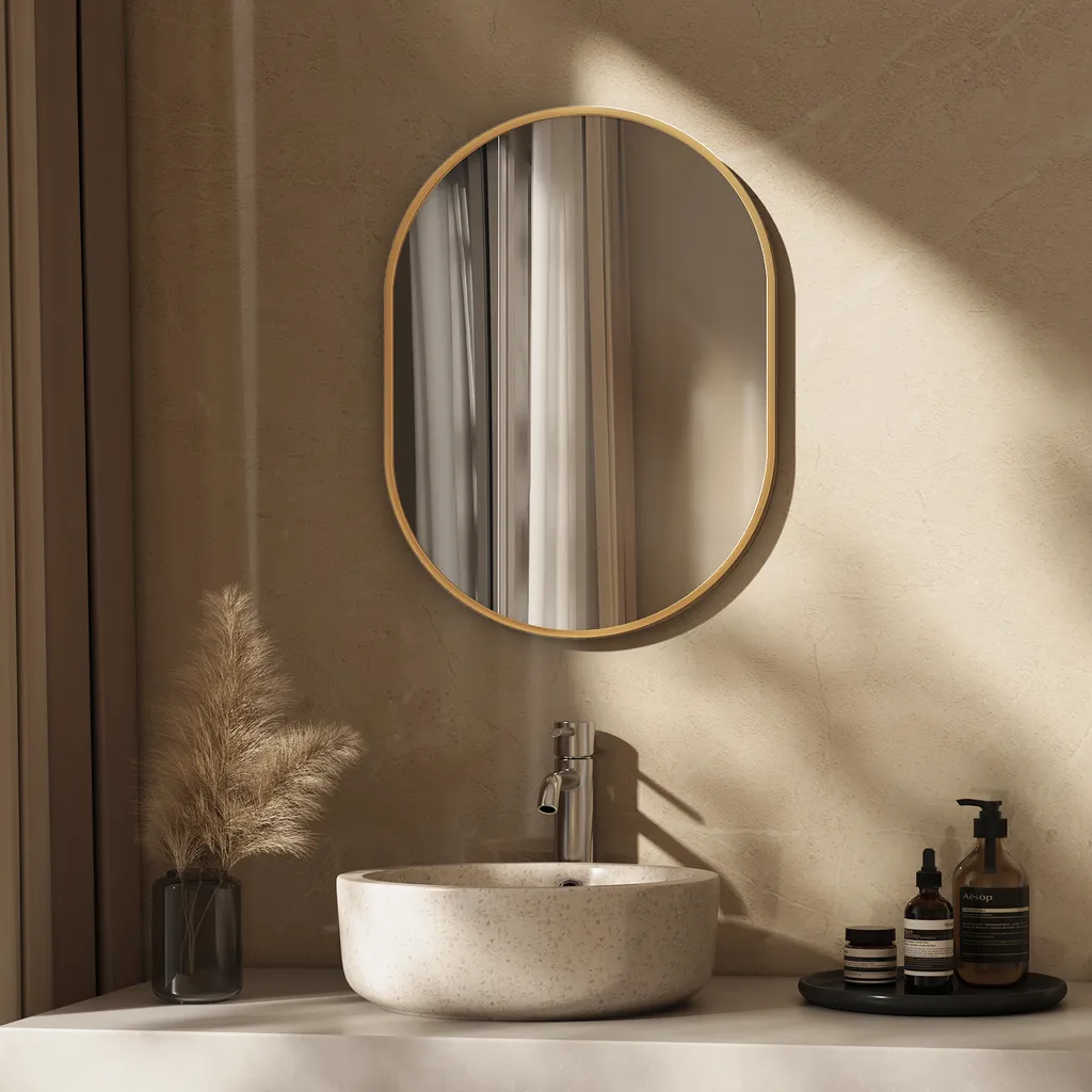 Specchio Ovale Oro EMKE 50x70 - Specchio Decorativo Parete Moderno