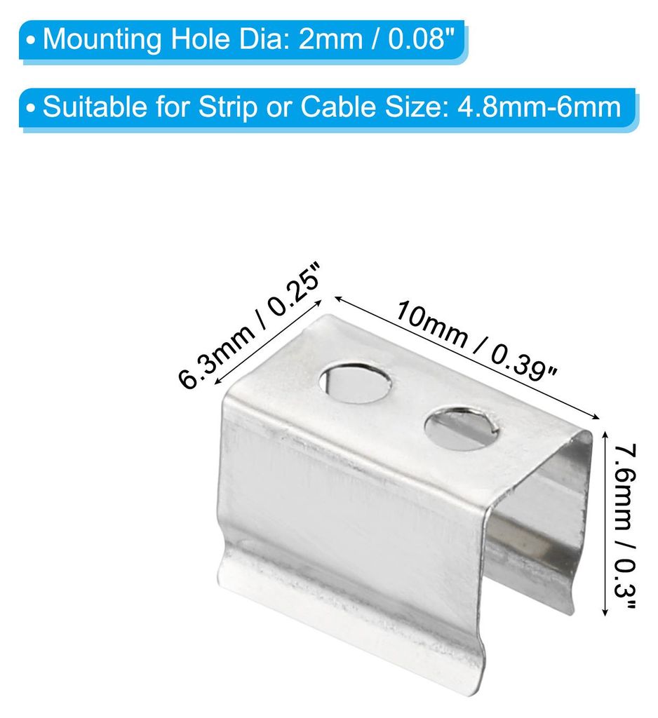 LED Streifenlicht Clips, 40er Pack Montagehalterung Befestigungsclips aus Edelstahl mit Schrauben LED-Lichtstreifen Befestigungsklemmen fš¹r 4,8m...
