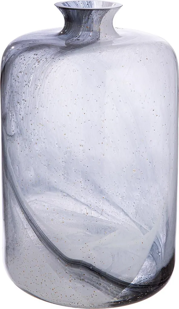 Vase en verre soufflé Fumo noir et blanc au col évasé élégant