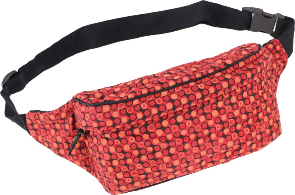 Große Bedruckte Stoff Gürteltasche, Crossbody Bag, Hüfttasche - Rot, Uni - Erwachsene, Baumwolle, 15*20*5 cm, Festival- Bauchtasche Hippie