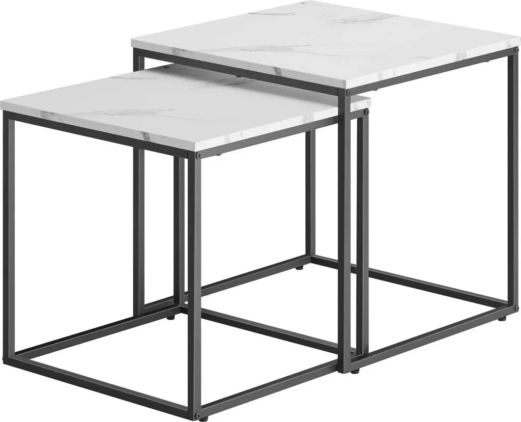 Table basse Square 2St Marble Black - Duo de tables de salon carrées