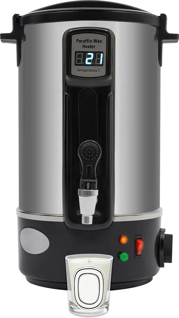 Wachsschmelzer für Kerzen, 8 L elektrisch, 1100 W aus Edelstahl, LED-Digitalanzeige, 30–100 °C, schwarz