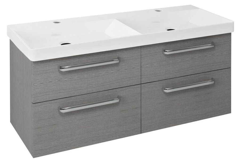 Sapho THEIA Doppelunterschrank 116x50x44,2cm, 4xSchublade, Silbereiche