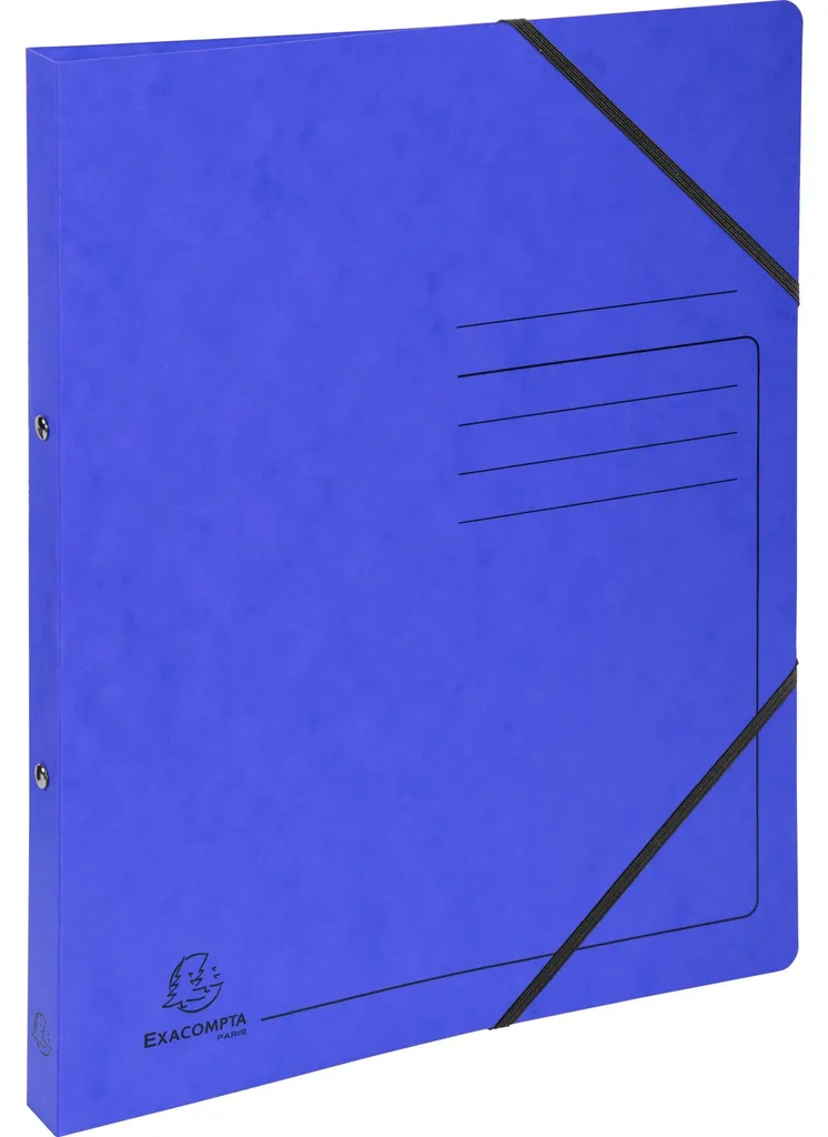 Classeur 2 anneaux 15mm Exacompta A4 en carte lustrée bleue rigide