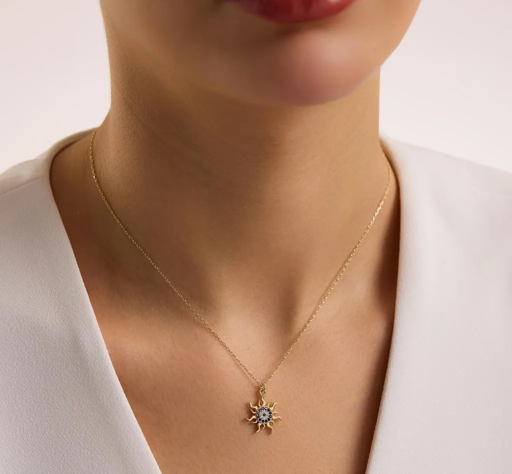 Cadeau femme : Collier Nazar en argent 925 - Bijou porte-bonheur fin