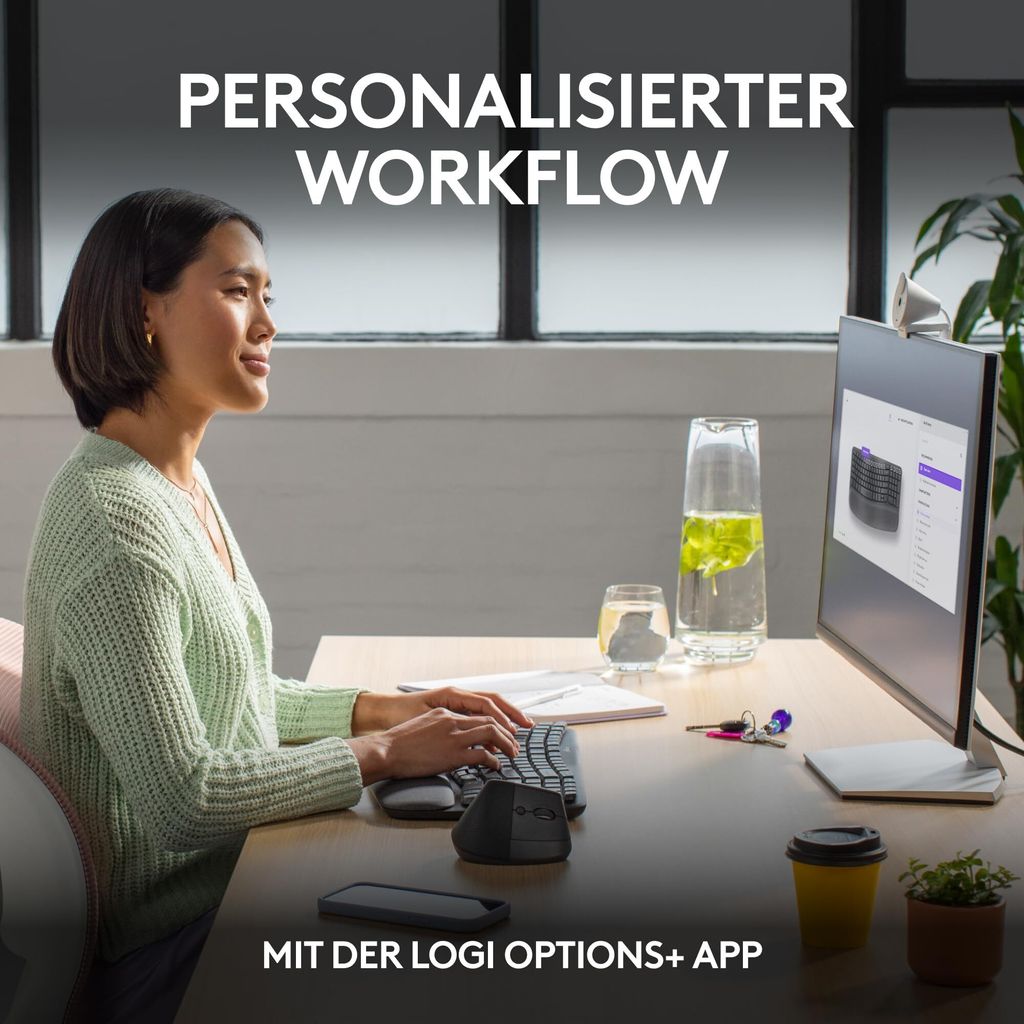 Logitech WAVE KEYS, schwarz - Kabellose ergonomische Produktbild 12