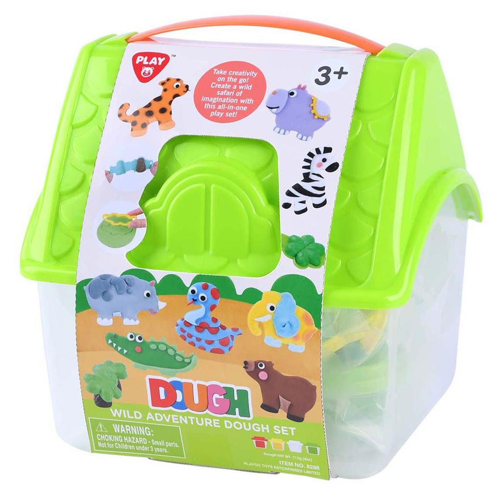 Play Knetset Wild Adventure in Aufbewahrungsbox - 4 Knetdosen Spielzeug