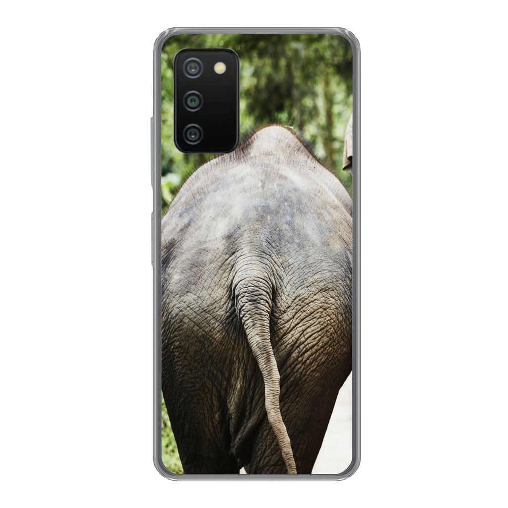 MuchoWow Handyhülle Schutzhülle Hülle für Samsung Galaxy A03s Elefant - Tiere - Grau - Natur Silikon Softcase Handy Hülle - Schutz